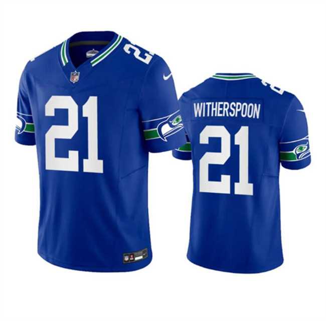 Men & Women & Youth Seattle Seahawks #21 Devon Witherspoon Royal 2023 F.U.S.E. Throwback Vapor Limited Stitched Jersey->san francisco 49ers->NFL Jersey